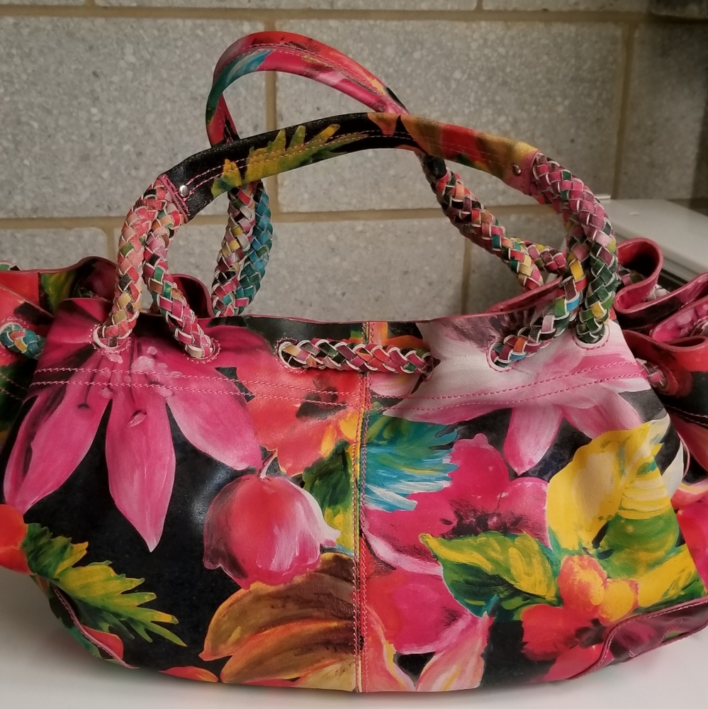 Hand painted Italian floral leather SharonGioe bag